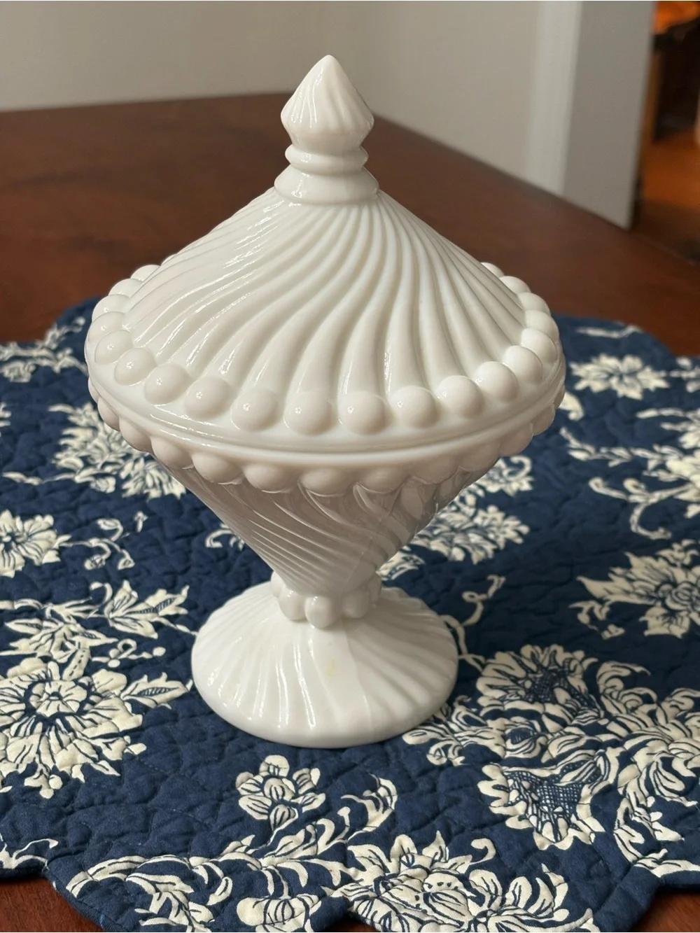 Westmoreland White Milk Glass Pedestal Candy Dish with Lid